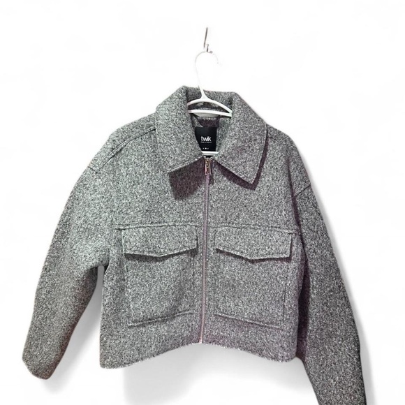 Twik Heather Gray Boucle Knit Jacket - Picture 2 of 3